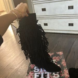 Jeffrey Campbell Esconder tall suede fringe boots 🖤🖤
